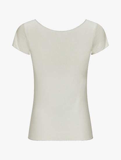 T-shirt stretch à bords irisés - Beige - 2
