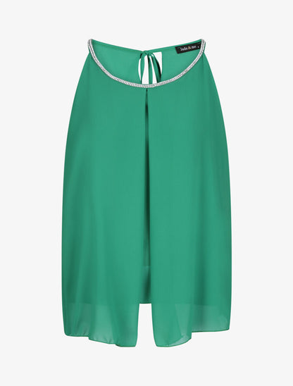 Top en voile orné de strass - Vert - 5
