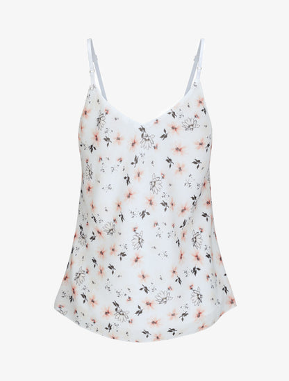 Top en voile à bretelles tressées et imprimé petites fleurs - Blanc - 2