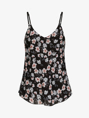 Top en voile à bretelles tressées et imprimé fleurs printanières - Noir - 4