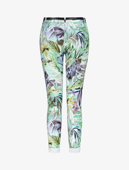 Pantalon à revers imprimé feuillage - Vert - 2