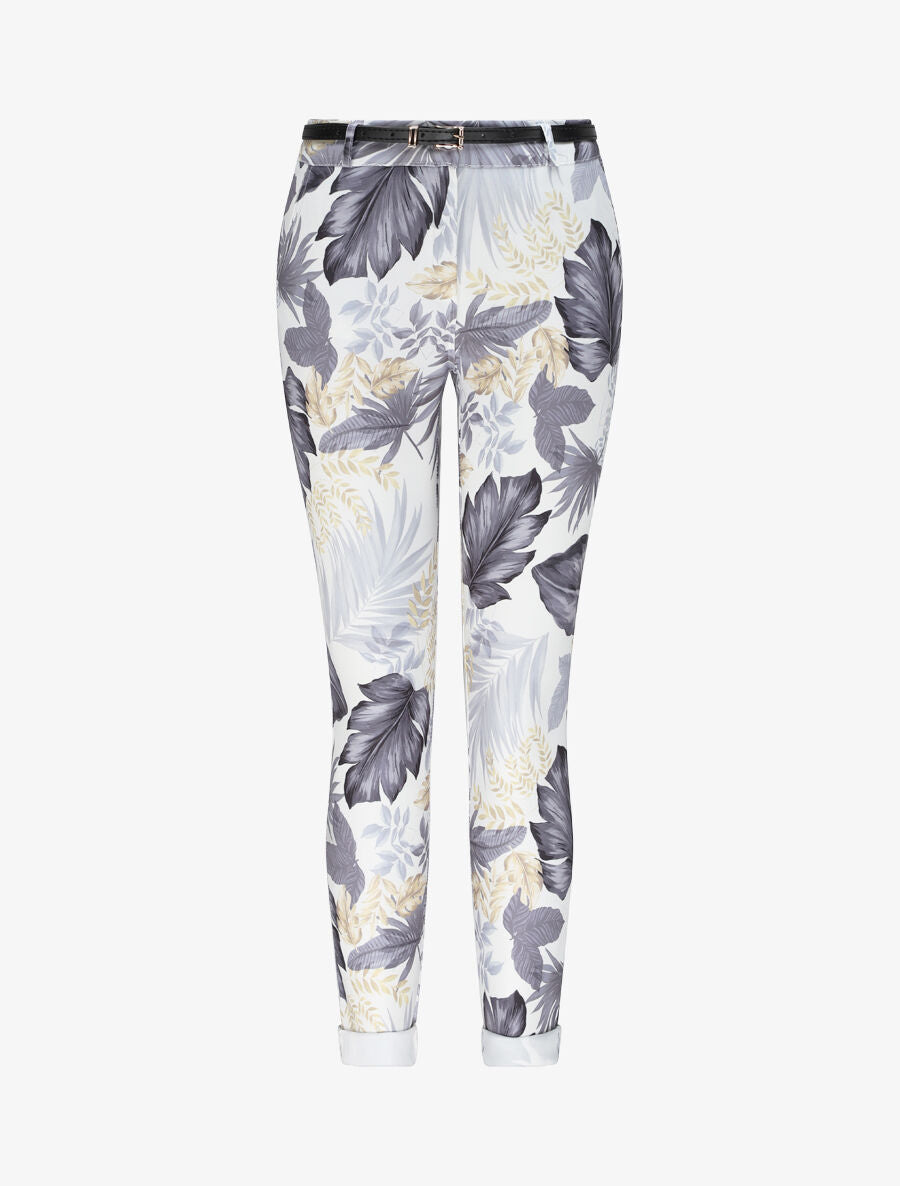 Pantalon à revers imprimé feuilles - Gris anthracite - 3