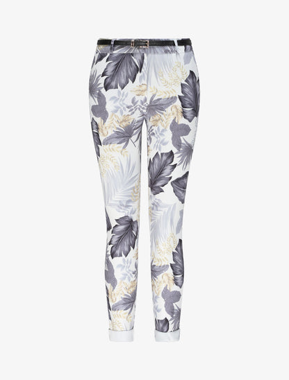 Pantalon à revers imprimé feuilles - Gris anthracite - 3