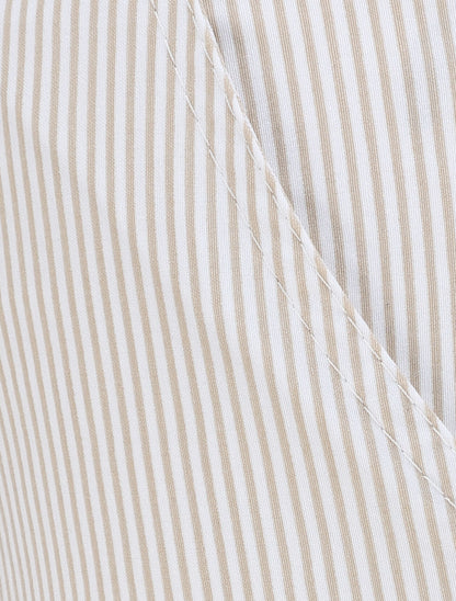 Pantalon à revers imprimé rayures - Beige - 3