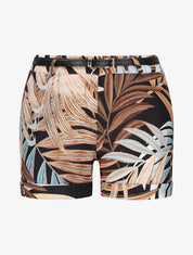 Short à ourlets imprimé feuilles tropicales - Camel - 1