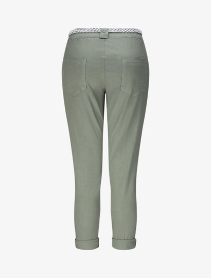 Pantalon droit à taille haute élastiquée - Kaki - 2