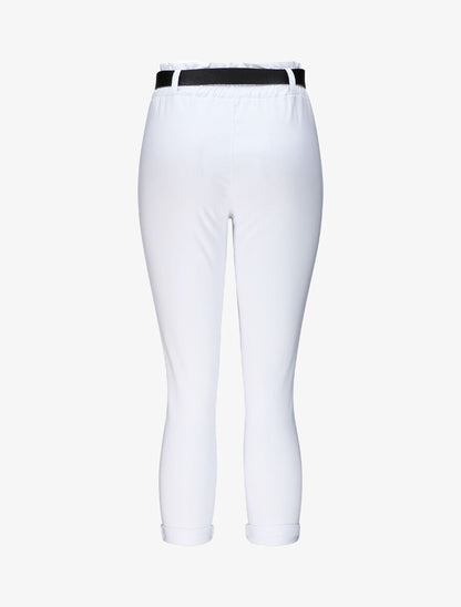 Pantalon paper bag uni avec ceinture - Blanc - 2