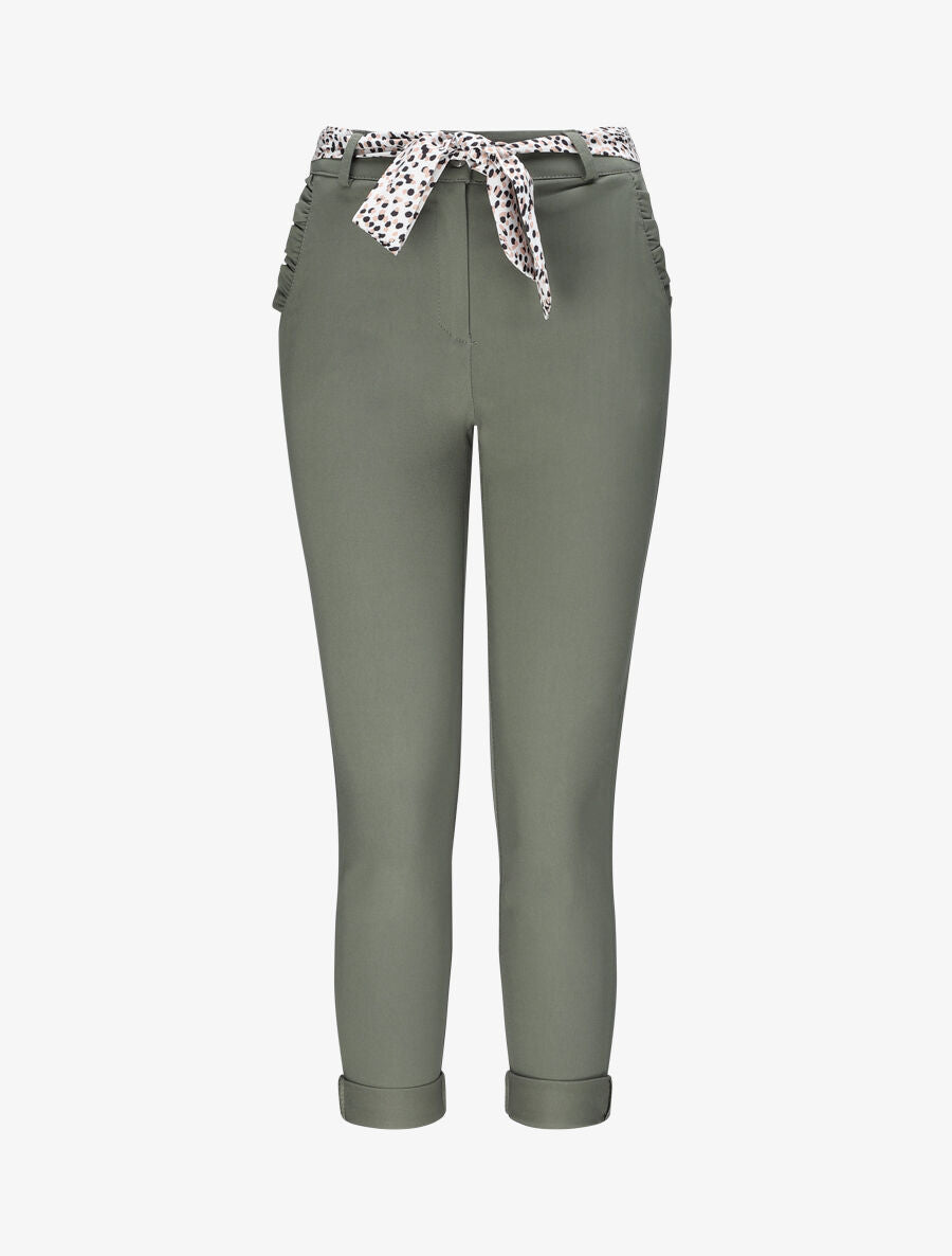 Pantalon chino droit à poches volantées - Kaki - 1