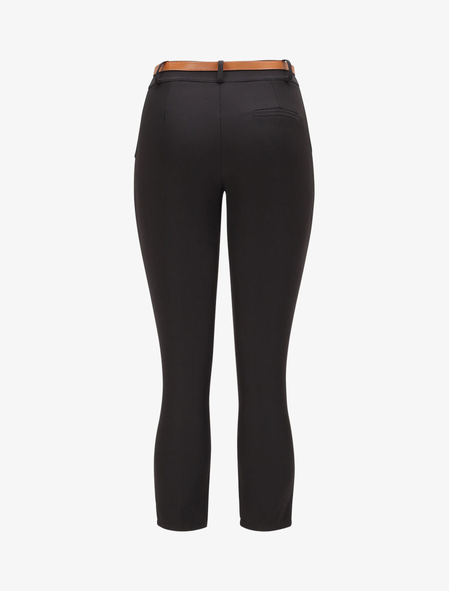 Pantalon droit uni à taille haute - Noir - 2