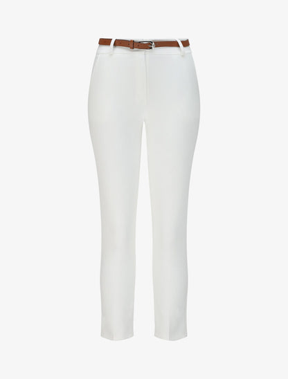 Pantalon droit uni à taille haute - Blanc - 4