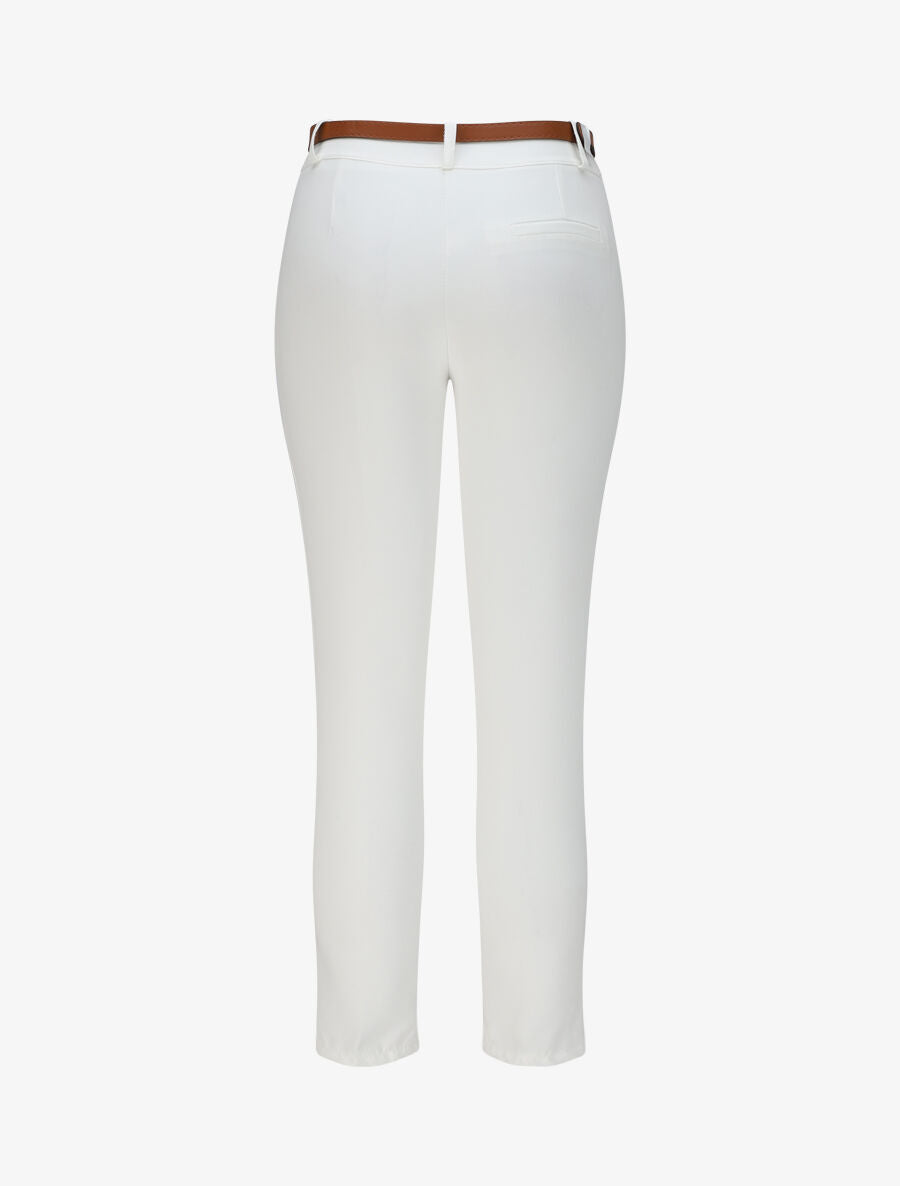 Pantalon droit uni à taille haute - Blanc - 2