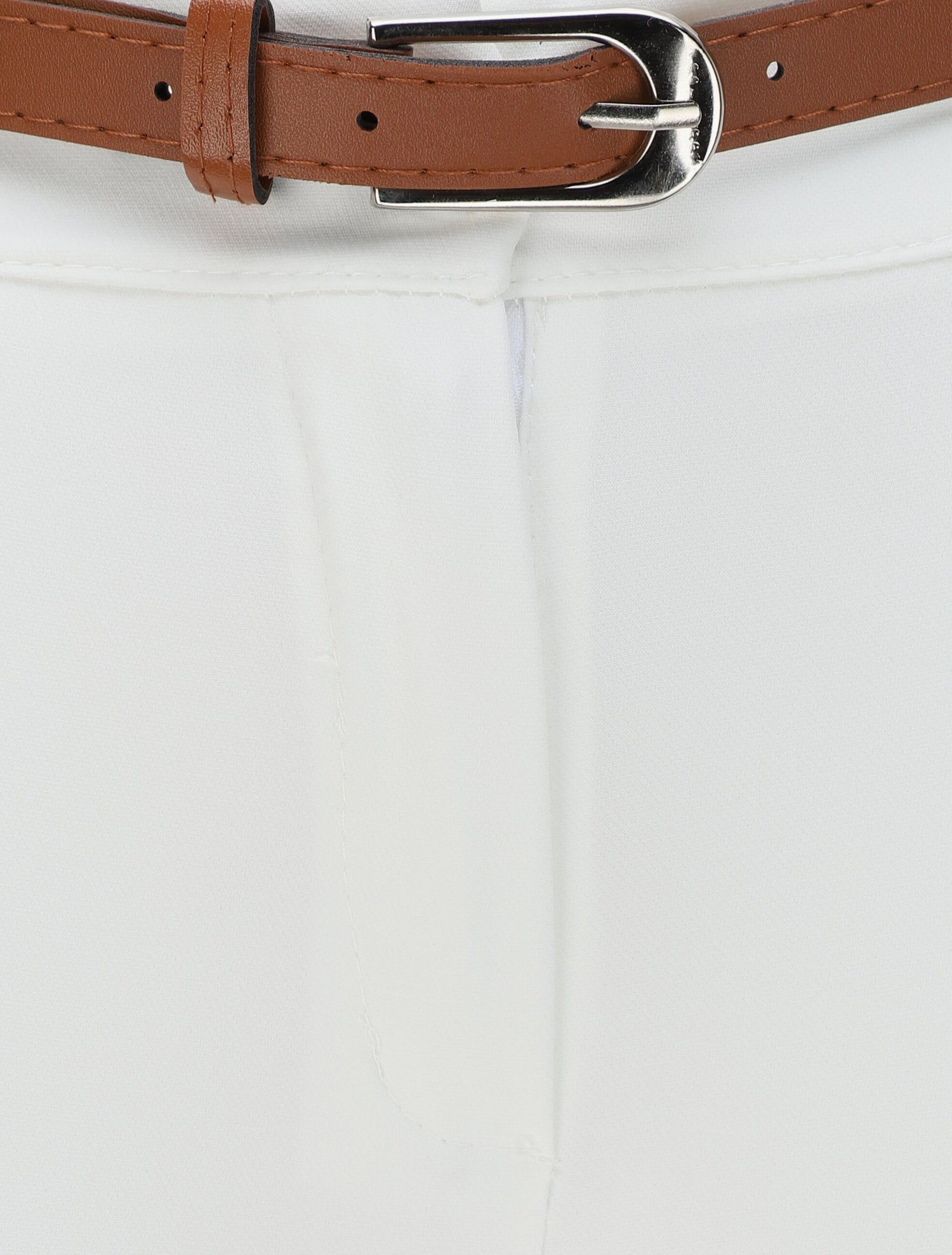 Pantalon droit uni à taille haute - Blanc - 3