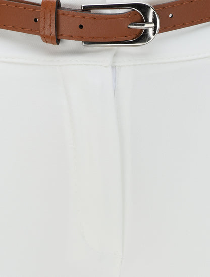 Pantalon droit uni à taille haute - Blanc - 3