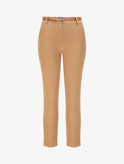 Pantalon droit uni à taille haute - Camel - 4