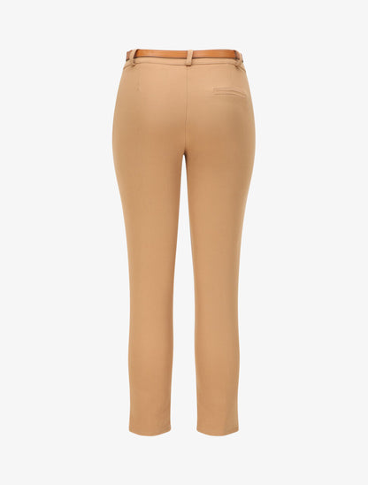 Pantalon droit uni à taille haute - Camel - 2
