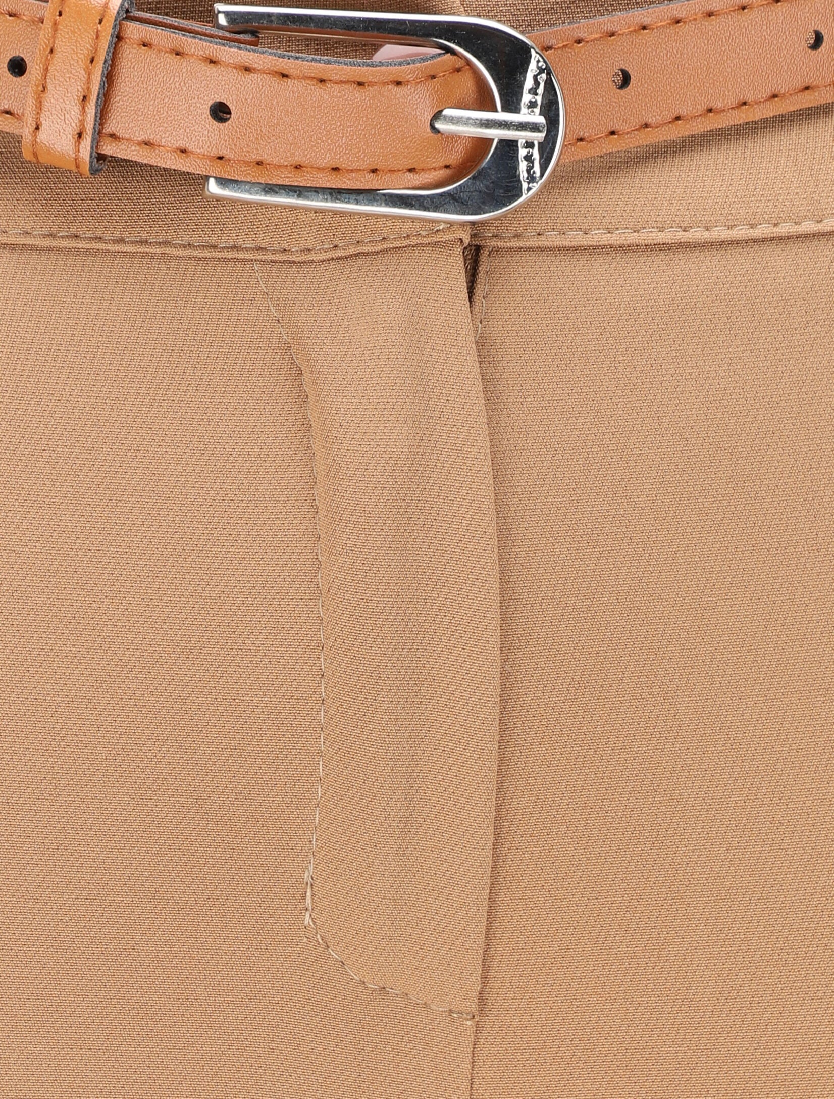 Pantalon droit uni à taille haute - Camel - 3