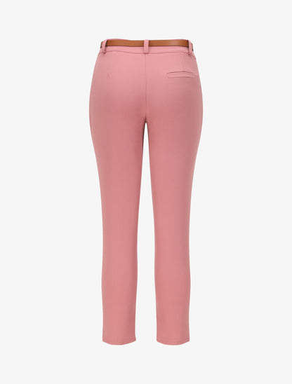 Pantalon droit uni à taille haute - Rose - 2