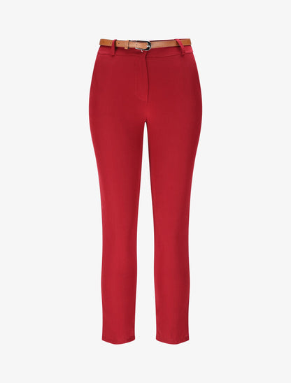 Pantalon droit uni à taille haute - Bordeaux - 1