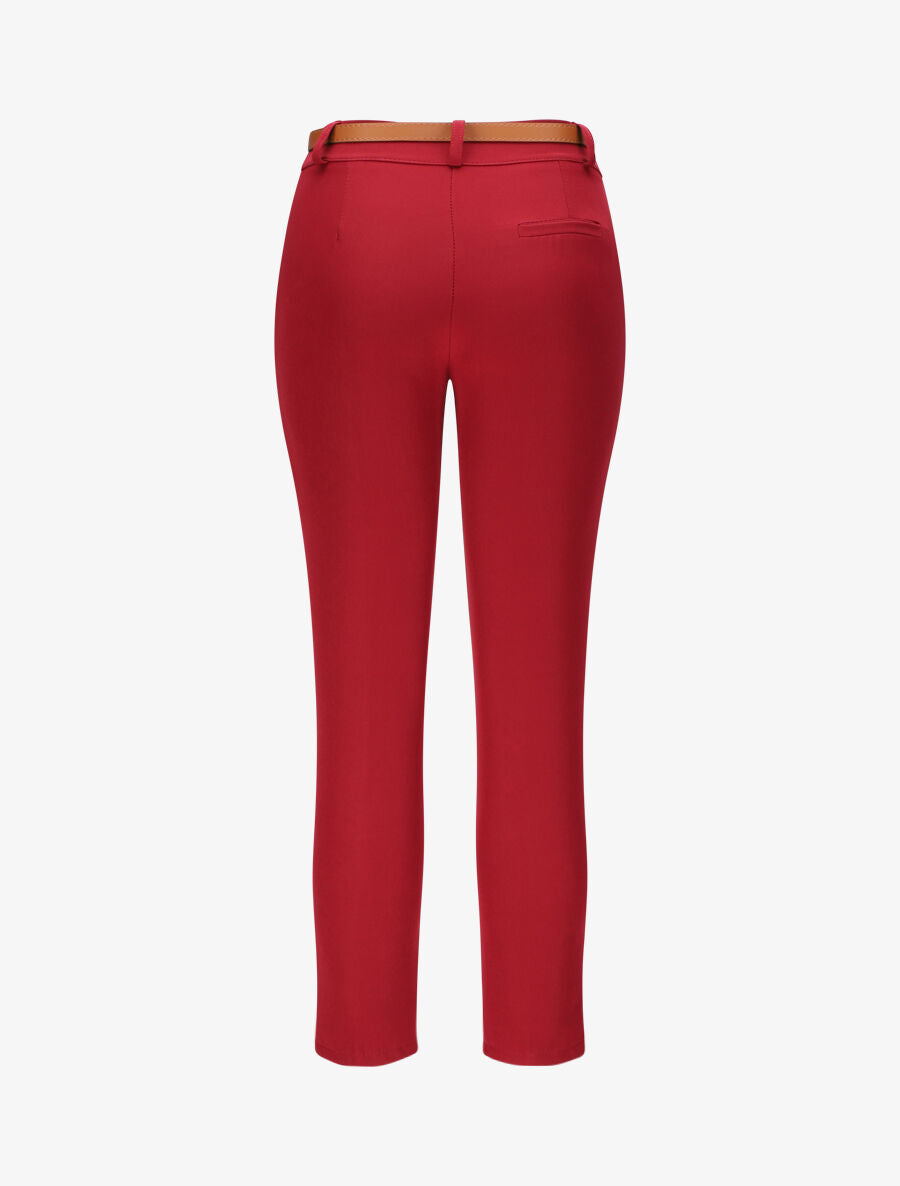 Pantalon droit uni à taille haute - Bordeaux - 2
