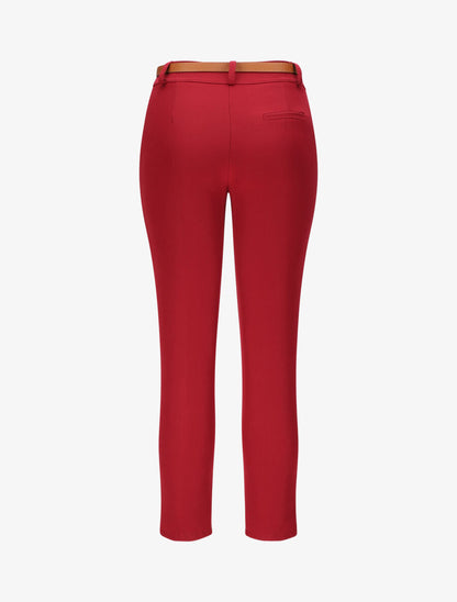 Pantalon droit uni à taille haute - Bordeaux - 2