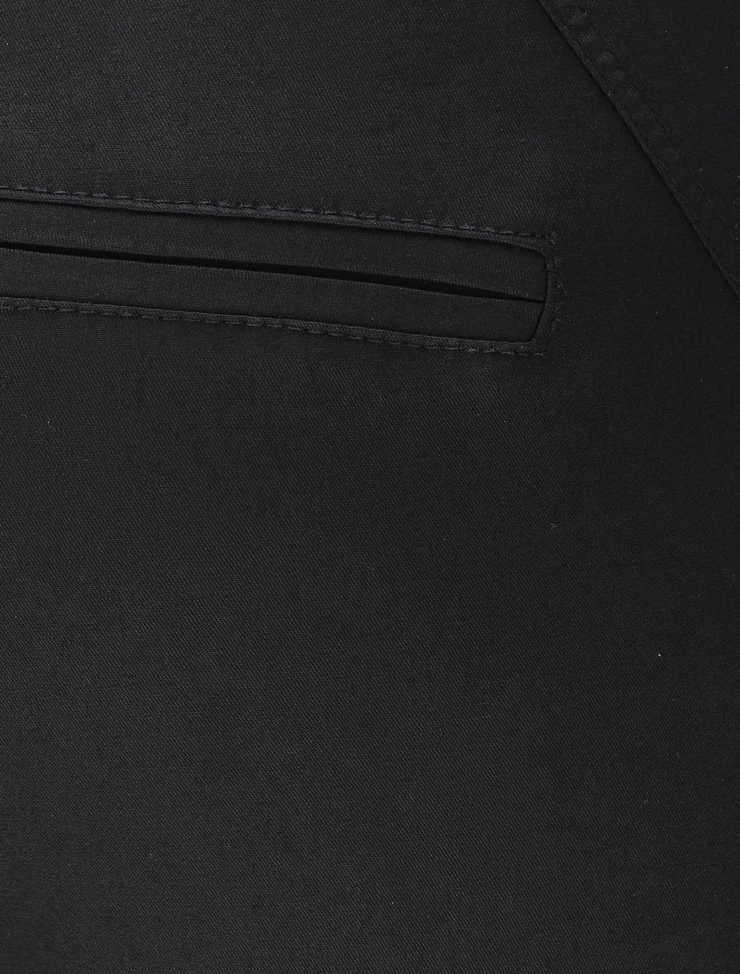 Pantalon chino taille haute uni en coton mélangé - Noir - 3