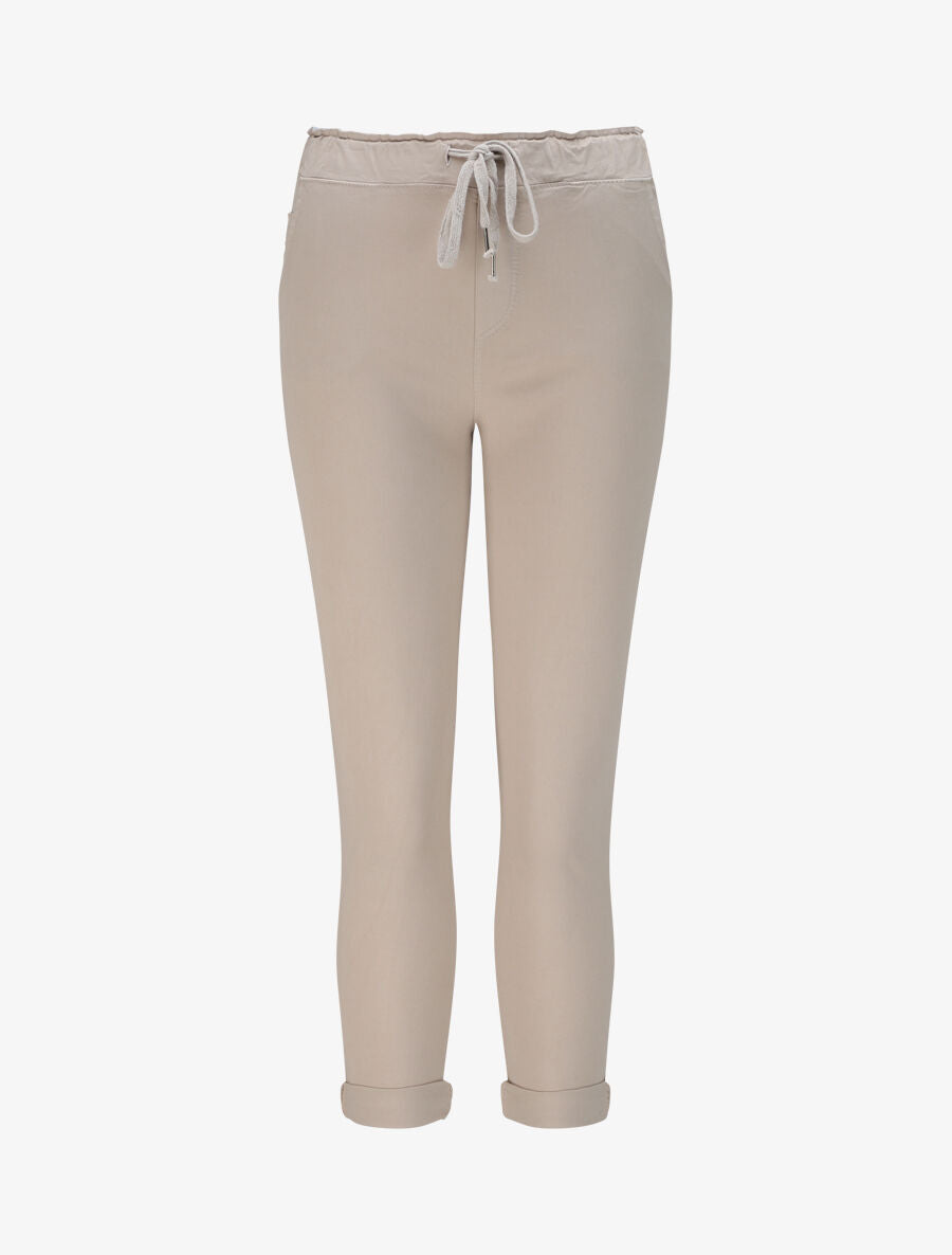 Pantalon droit taille haute froncée - Beige - 4
