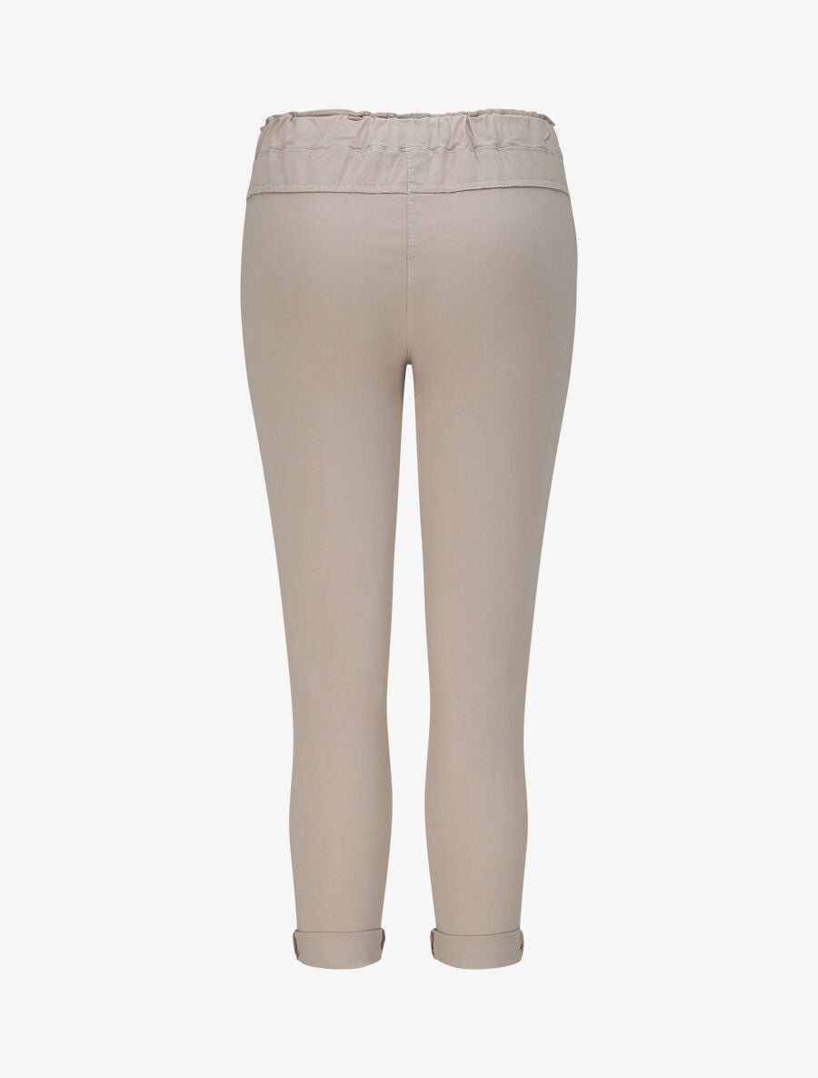 Pantalon droit taille haute froncée - Beige - 2