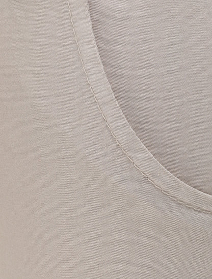 Pantalon droit taille haute froncée - Beige - 3