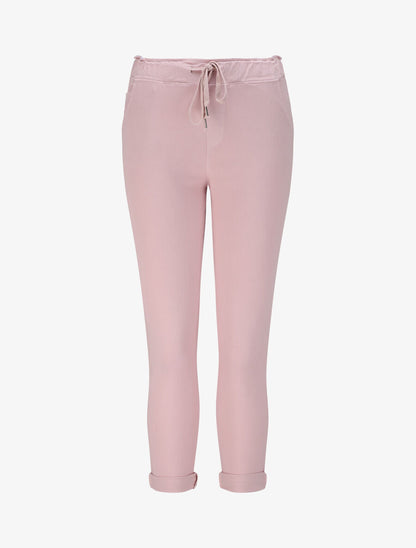 Pantalon droit taille haute froncée - Rose - 4