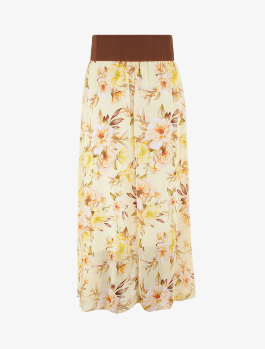 Jupe midi fluide imprimé floral - Jaune - 2