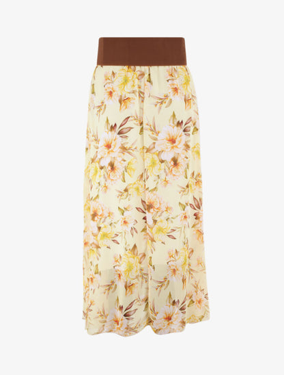 Jupe midi fluide imprimé floral - Jaune - 2