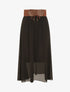 Jupe midi fluide unie - Noir - 1