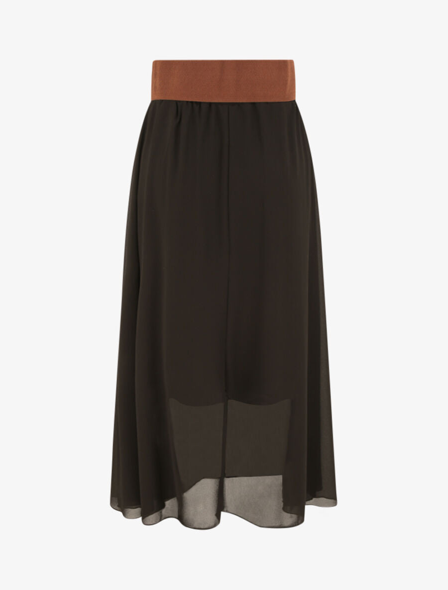 Jupe midi fluide unie - Noir - 2