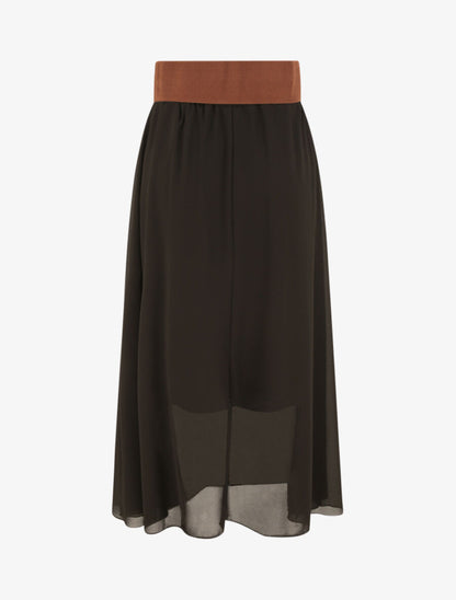Jupe midi fluide unie - Noir - 2