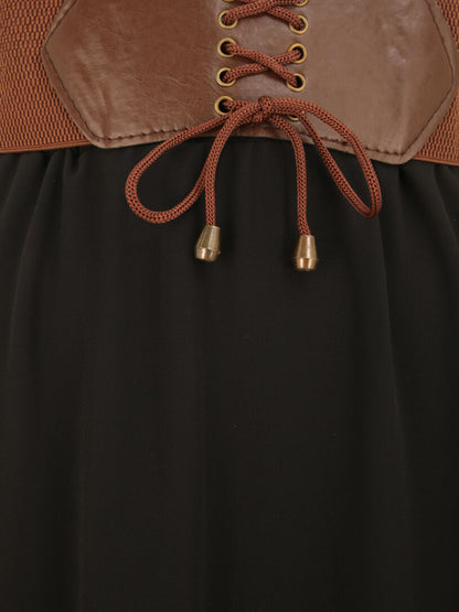 Jupe midi fluide unie - Noir - 3