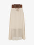 Jupe midi fluide unie - Beige - 1