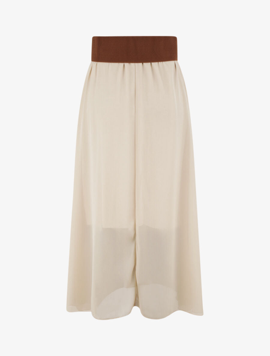 Jupe midi fluide unie - Beige - 2