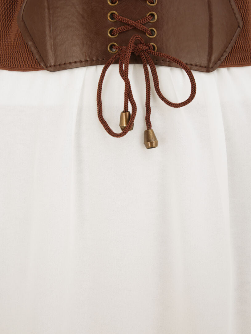 Jupe midi fluide unie - Blanc - 3