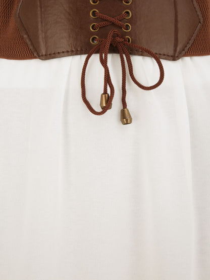 Jupe midi fluide unie - Blanc - 3