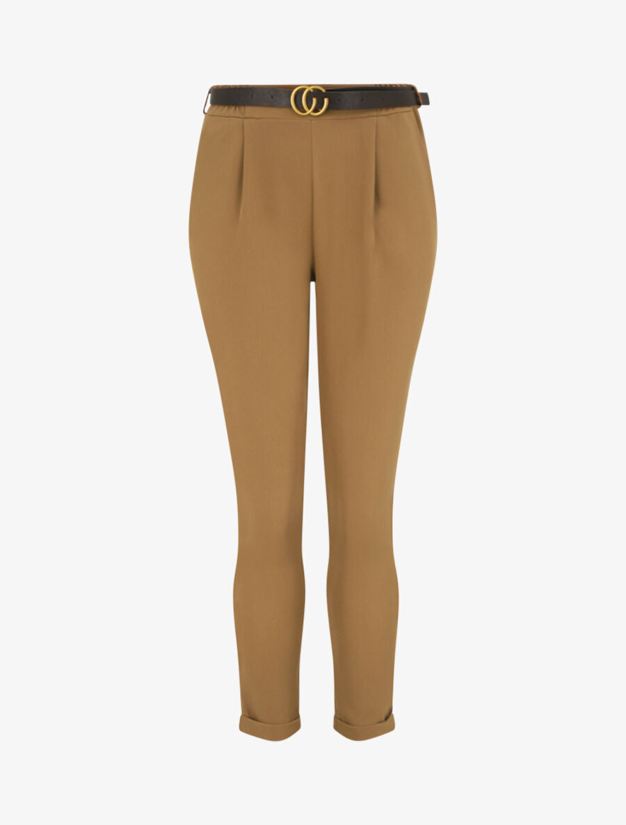 Pantalon 7/8 à pince - Camel - 4