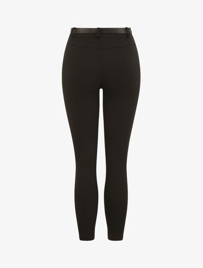 Pantalon slim uni à taille haute - Noir - 2