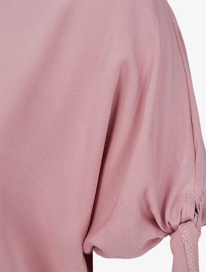 Top oversize à manches courtes à liens à nouer - Rose poudré - 3