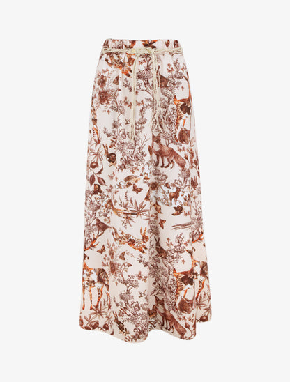 Jupe longue évasée imprimé toile de jouy - Beige - 1
