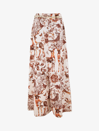 Jupe longue évasée imprimé toile de jouy - Beige - 2