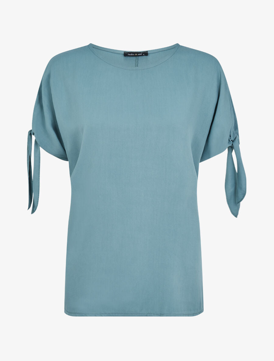 Top oversize à manches courtes à liens à nouer - Bleu clair - 1