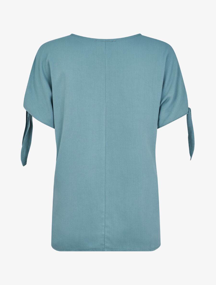 Top oversize à manches courtes à liens à nouer - Bleu clair - 2