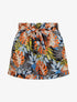 Short imprimé feuilles tropicales à revers - Noir - 1