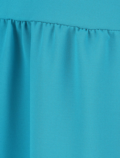 Jupe longue unie en voile - Bleu canard - 3