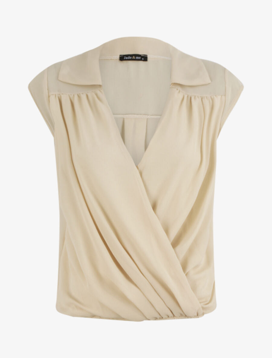 Top uni à bas élastiqué - Beige - 4