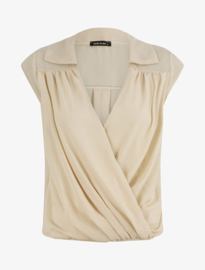 Top uni à bas élastiqué - Beige - 4